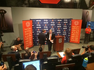 New Syracuse director of athletics John Wildhack spoke today at his introductory press conference. 
