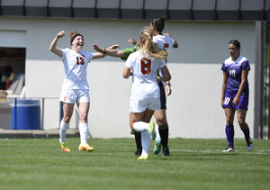 Maddie Iozzi (13) scored Syracuse's first goal of the game. The Orange didn't relent and dominated Albany on Sunday. 