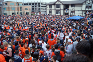 Hundreds of Syracuse University students gathered at Castle Court before the SU men's basketball team played in the Final Four two years ago.