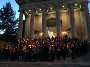 Members of the SU community gathered Monday at Hendricks Chapel to honor those affected by recent international terrorist attacks.