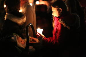 Ellie Granger attended the Wednesday night vigil with her baby nephew.