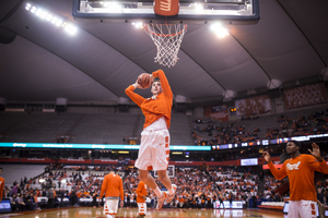 Tyler Lydon warms up before Syracuse hosted Notre Dame last season. That's when SU began wearing 