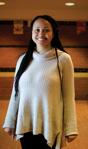 Whitney Harrigan, a senior accounting and finance dual major who serves as the finance director of First Year Players. She coordinated a Valentine's Day singing gram as a fundraising method.