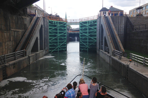 Some towns on the Erie Canal have built a tourist economy around their historical attraction, like Lockport's canal cruise line.