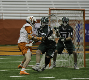 Nate Solomon fires a shot on Binghamton in 2017's one goal victory. 