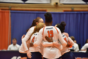 Syracuse, pictured last season, fell in five sets to Iowa on Saturday night in Ames, Iowa.