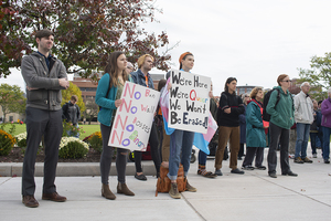 Students protest the Trump administration’s move to rollback federal recognition of their identities.