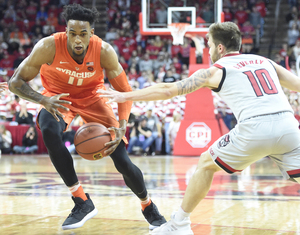 Oshae Brissett went 1-for-9 with only 2 points against the Wolfpack.