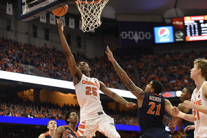 Tyus Battle, pictured against Virginia last season, attempting a layup. 