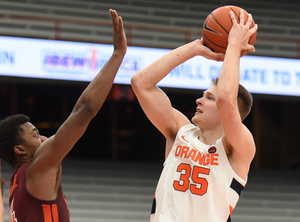 Buddy Boeheim (pictured against Virginia Tech on Jan. 23) has struggled to find a rhythm shooting.