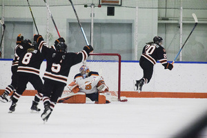 Syracuse (pictured last season) stifled five Mercyhurst power plays before conceding the game-winning goal on the sixth.