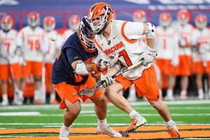 Jakob Phaup went 4-of-27 at the faceoff X against Virginia on Saturday.