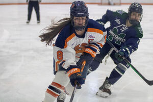 Syracuse, who has struggled to start fast all season, used two first-period goals to defeat Stonehill, scoring twice in the first since November