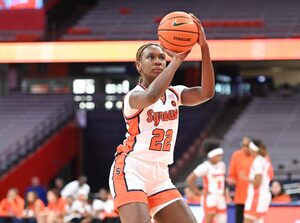 Syracuse held Northern Iowa’s leading scorer Grace Boffeli to just eight points. Kyra Wood (pictured) finished with five blocks in her first start of the season. 