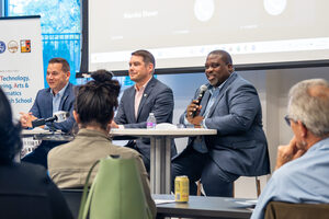 Onondaga County Executive Ryan McMahon, Syracuse Mayor Ben Walsh and SCSD Superintendent Anthony Davis answer questions and give updates regarding the proposed STEAM high school.  The school will offer 15 different concentrations for students to choose from. 