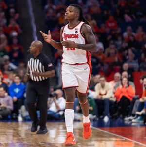 Donnie Freeman and Jyáre Davis (pictured) combined for 40 points in Syracuse’s loss to Notre Dame. 