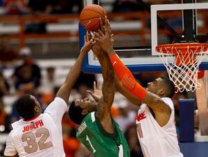 Kris Joseph (left) and Fab Melo (right) vs. Marshall