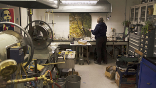 Prasch works in a shop filled with plants, glass projects, metal machines and a fish tank. Her shop is tucked underground in the Life Sciences Complex.