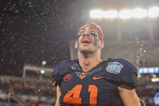 Linebacker Ryan Guthrie under the lights in Orlando, Florida.