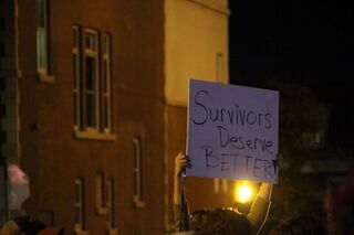 Hundreds of Syracuse University students protested recent sexual assault allegations across multiple Interfraternity Council chapters on campus on Sept. 21. Stand With Survivors Syracuse University, a student group that aims to fight sexual misconduct on campus, was then created, and during the remainder of the semester, they continued to protest and released a manifesto to hold SU administration accountable for what the group believes is a thriving rape culture on campus that the administration perpetuates.